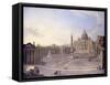 A View of St. Peter'S, Rome with Bernini's Colonnade and a Procession in Carriages-Antonio Joli-Framed Stretched Canvas