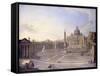 A View of St. Peter'S, Rome with Bernini's Colonnade and a Procession in Carriages-Antonio Joli-Framed Stretched Canvas