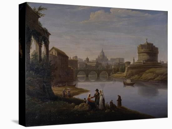 A View of St. Peter's with the Ponte and Castel Sant' Angelo, Rome, 1823-William Cowen-Stretched Canvas