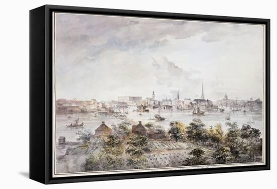 A View of Stockholm from Kungsholmen with the Royal Palace and Storkyrkan, Tyskakyrkan,…-Elias Martin-Framed Stretched Canvas