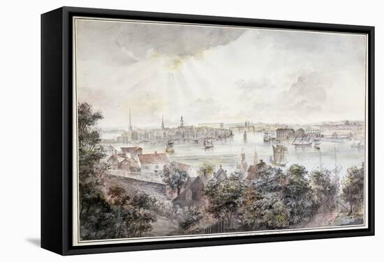 A View of Stockholm from Soder with the Royal Palace, Storkyrkan, Riddarholmskykan and Tskakykan-Elias Martin-Framed Stretched Canvas