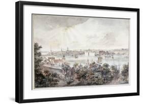 A View of Stockholm from Soder with the Royal Palace, Storkyrkan, Riddarholmskykan and Tskakykan-Elias Martin-Framed Giclee Print