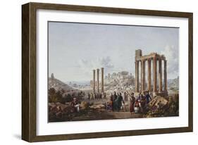 A View of the Acropolis, Athens, from the Temple of Zeus at Olympia, C.1786-87-Louis-Francois Cassas-Framed Giclee Print