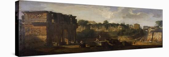 A View of the Arches of Constantine and of Titus, Rome-Giovani Paolo Panini-Stretched Canvas