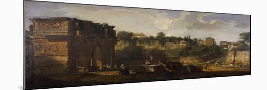 A View of the Arches of Constantine and of Titus, Rome-Giovani Paolo Panini-Mounted Giclee Print