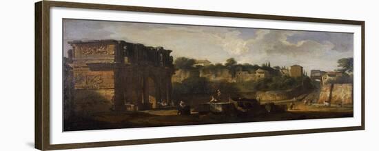 A View of the Arches of Constantine and of Titus, Rome-Giovani Paolo Panini-Framed Giclee Print