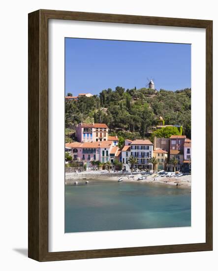 A View of the Beach at Collioure in Languedoc-Roussilon, France, Europe.-David Clapp-Framed Photographic Print