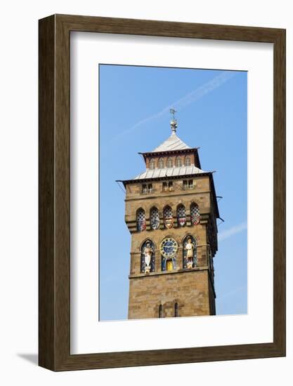 A View of the Clock Tower at Cardiff Castle, Cardiff, Glamorgan, Wales, United Kingdom, Europe-Graham Lawrence-Framed Photographic Print