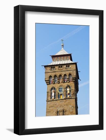 A View of the Clock Tower at Cardiff Castle, Cardiff, Glamorgan, Wales, United Kingdom, Europe-Graham Lawrence-Framed Photographic Print