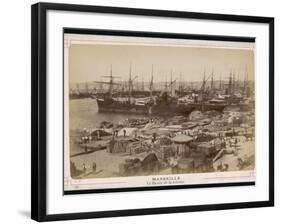 A View of the Docks at Marseille - Full of Sacks and Barrels-null-Framed Photographic Print