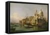 A view of the Dogana and Santa Maria della Salute-Canaletto-Framed Stretched Canvas