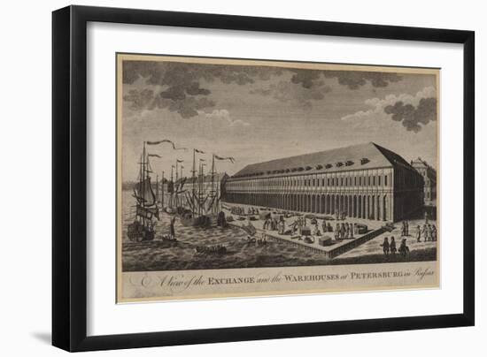 A View of the Exchange and the Warehouses at Petersburg in Russia-null-Framed Giclee Print