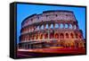 A View of the Flavian Amphitheatre or Coliseum at Sunset in Rome, Italy-nito-Framed Stretched Canvas