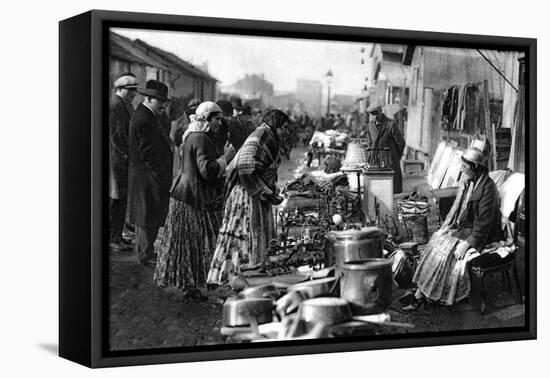 A View of the Flea Market at the Entrance of St Ouen, Paris, 1931-Ernest Flammarion-Framed Stretched Canvas