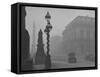 A View of the Fog Drenched Streets of London-null-Framed Stretched Canvas