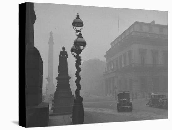 A View of the Fog Drenched Streets of London-null-Stretched Canvas