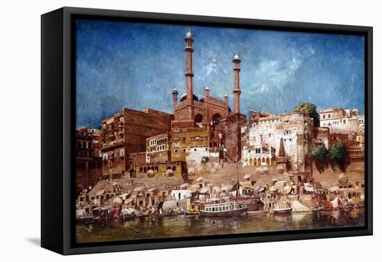 A View of the Ghats with Aurangzeb's Mosque, Benares (Oil on Canvas)-John Gleich-Framed Stretched Canvas