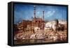 A View of the Ghats with Aurangzeb's Mosque, Benares (Oil on Canvas)-John Gleich-Framed Stretched Canvas