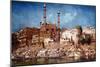 A View of the Ghats with Aurangzeb's Mosque, Benares (Oil on Canvas)-John Gleich-Mounted Giclee Print