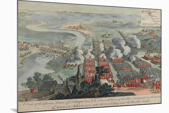 A View of the Glorious Action of Dettingen, 16th-27th June 1743, Engraved by I. Pano, Published…-F. Daremberg-Mounted Giclee Print