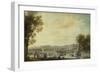 A View of the Grand Trianon, Versailles, with Figures and Vessels on the Canal-Louis-Nicolas de Lespinasse-Framed Giclee Print