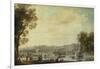 A View of the Grand Trianon, Versailles, with Figures and Vessels on the Canal-Louis-Nicolas de Lespinasse-Framed Giclee Print