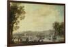 A View of the Grand Trianon, Versailles, with Figures and Vessels on the Canal-Louis-Nicolas de Lespinasse-Framed Giclee Print