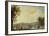 A View of the Grand Trianon, Versailles, with Figures and Vessels on the Canal-Louis-Nicolas de Lespinasse-Framed Giclee Print