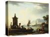 A View of the Harbour at Genoa, 1773-Claude Joseph Vernet-Stretched Canvas