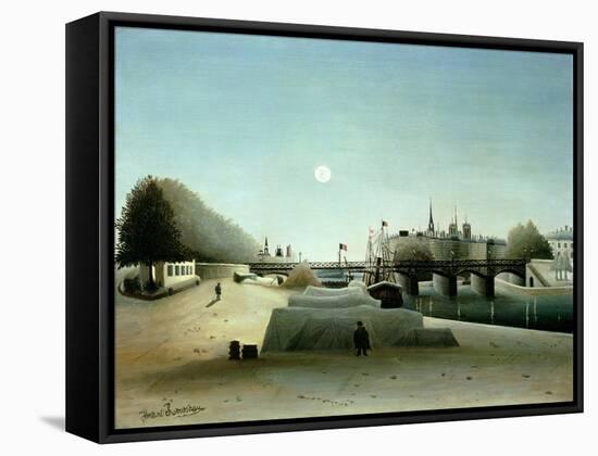 A View of the Ile Saint-Louis from Port Saint-Nicolas, Evening, C.1888-Henri Emilien Rousseau-Framed Stretched Canvas