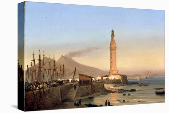 A View of the Lighthouse of Santa Lucia, Naples-Ippolito Caffi-Stretched Canvas