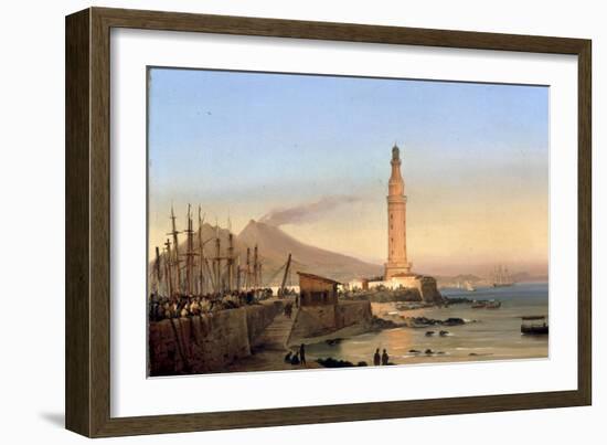 A View of the Lighthouse of Santa Lucia, Naples-Ippolito Caffi-Framed Giclee Print