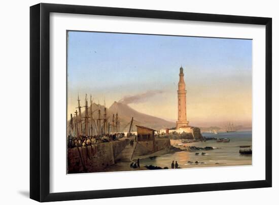 A View of the Lighthouse of Santa Lucia, Naples-Ippolito Caffi-Framed Giclee Print