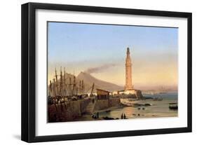 A View of the Lighthouse of Santa Lucia, Naples-Ippolito Caffi-Framed Giclee Print