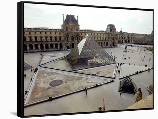 A View of the Louvre Pyramid, and the Southern Wing of the Louvre Building-null-Framed Stretched Canvas