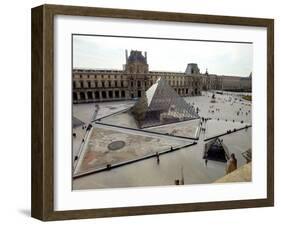 A View of the Louvre Pyramid, and the Southern Wing of the Louvre Building-null-Framed Premium Photographic Print