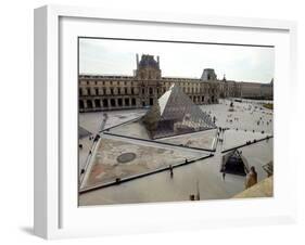 A View of the Louvre Pyramid, and the Southern Wing of the Louvre Building-null-Framed Premium Photographic Print