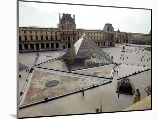 A View of the Louvre Pyramid, and the Southern Wing of the Louvre Building-null-Mounted Premium Photographic Print