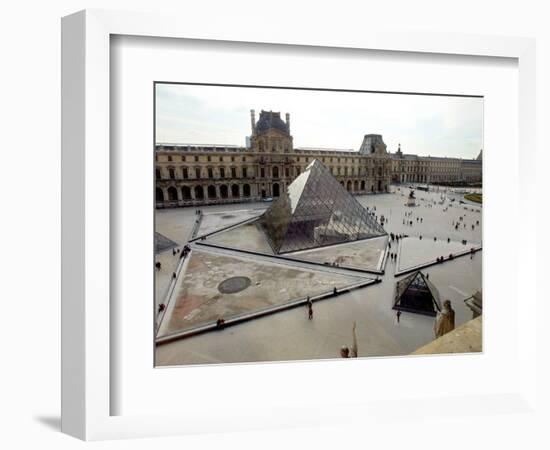 A View of the Louvre Pyramid, and the Southern Wing of the Louvre Building-null-Framed Photographic Print