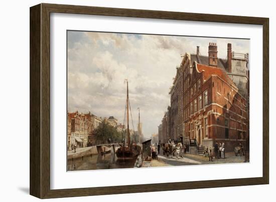 A View of the Makelaers Comptoir on the Nieuwezijds Voorburgwal, Amsterdam, 1883 (Oil on Panel)-Cornelius Springer-Framed Giclee Print