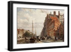 A View of the Makelaers Comptoir on the Nieuwezijds Voorburgwal, Amsterdam, 1883 (Oil on Panel)-Cornelius Springer-Framed Giclee Print