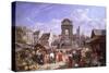 A View of the Market and Fountain of the Innocents, Paris, 1823-John James Chalon-Stretched Canvas