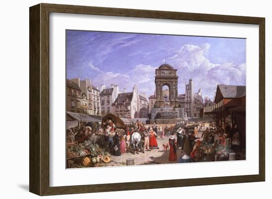 A View of the Market and Fountain of the Innocents, Paris, 1823-John James Chalon-Framed Giclee Print