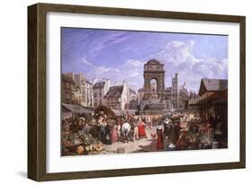 A View of the Market and Fountain of the Innocents, Paris, 1823-John James Chalon-Framed Giclee Print