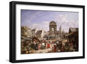 A View of the Market and Fountain of the Innocents, Paris-John James Chalon-Framed Giclee Print