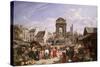 A View of the Market and Fountain of the Innocents, Paris-John James Chalon-Stretched Canvas