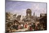 A View of the Market and Fountain of the Innocents, Paris-John James Chalon-Mounted Giclee Print