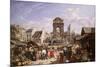 A View of the Market and Fountain of the Innocents, Paris-John James Chalon-Mounted Giclee Print