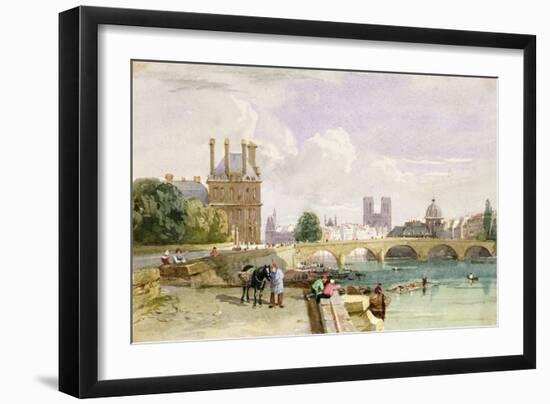 A View of the Pavillon de Flore and the Tuileries from the Seine, Notre Dame, Paris, 1829-David Cox-Framed Giclee Print