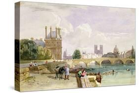 A View of the Pavillon de Flore and the Tuileries from the Seine, Notre Dame, Paris, 1829-David Cox-Stretched Canvas